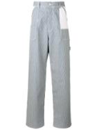 Diesel Black Gold Wide Leg Striped Trousers, Men's, Size: 33, Blue, Cotton/spandex/elastane