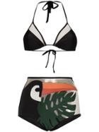 Adriana Degreas Applique Tulle Hot Pants Bikini - Black