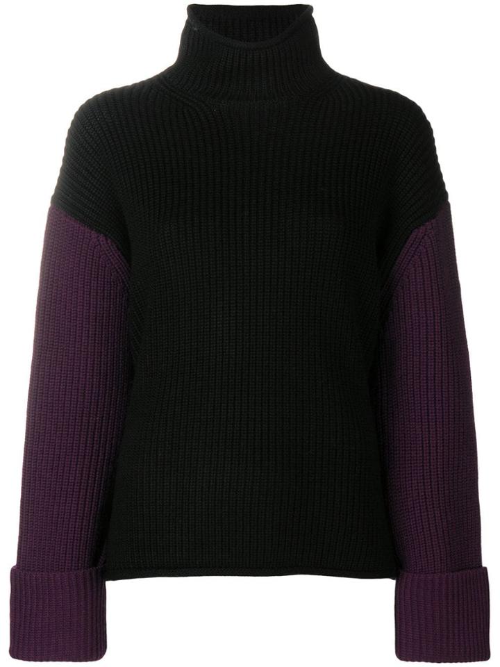 Victoria Victoria Beckham Contrast Turtle-neck Sweater - Black