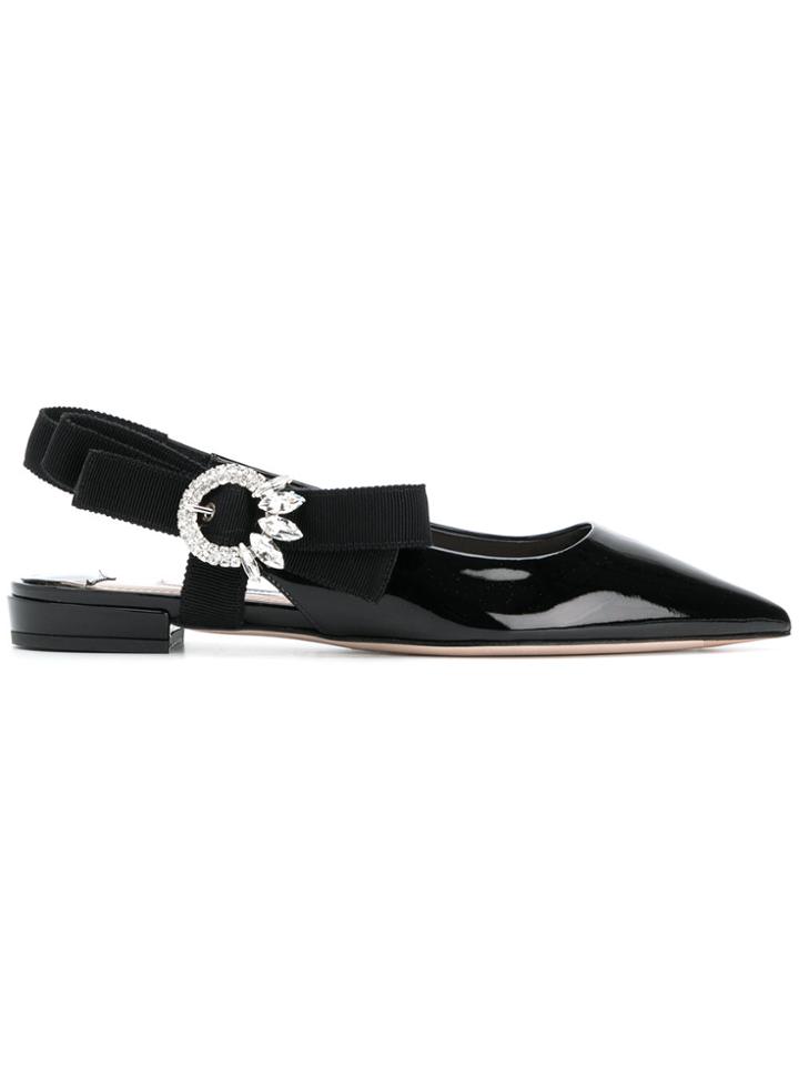 Miu Miu Slingback Ballerina Pumps - Black