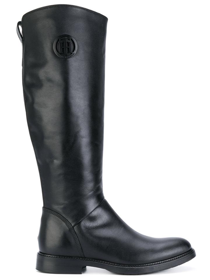 Tommy Hilfiger Logo Riding Boots - Black