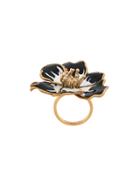 Sonia Rykiel Large Enamelled Poppy Ring - Metallic