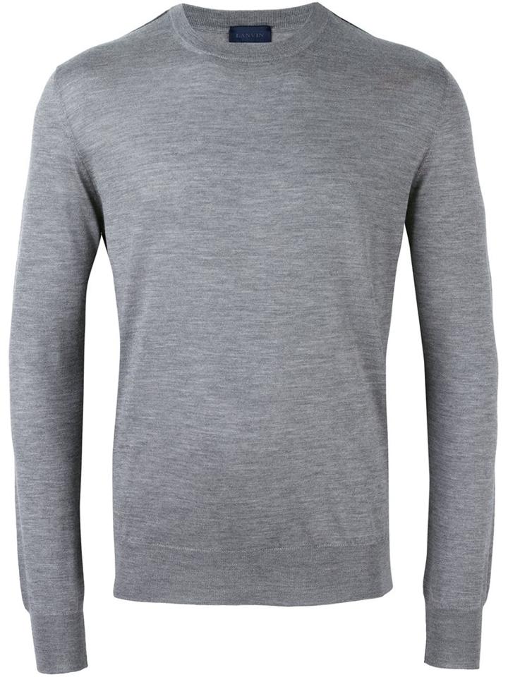 Lanvin Crew Neck Jumper, Men's, Size: Large, Grey, Cashmere