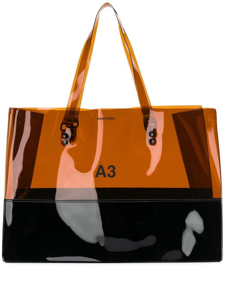Nana-nana Two-tone Tote Bag - Brown