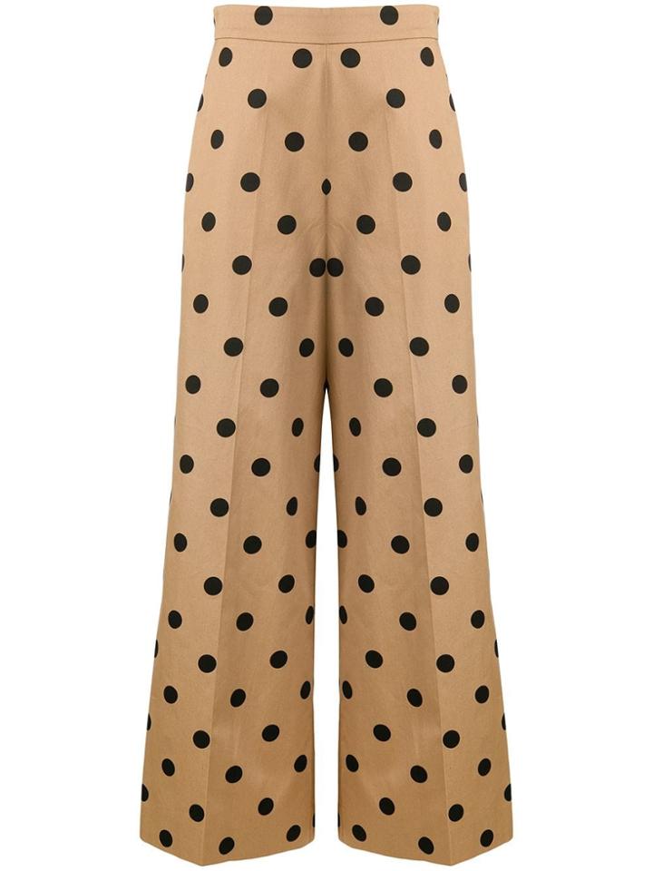 Oscar De La Renta Polka Dot Palazzo Trousers - Brown