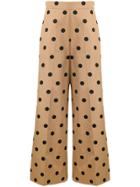 Oscar De La Renta Polka Dot Palazzo Trousers - Brown