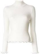 Alexander Wang Ribbed Knit Chain Trim Sweater - White