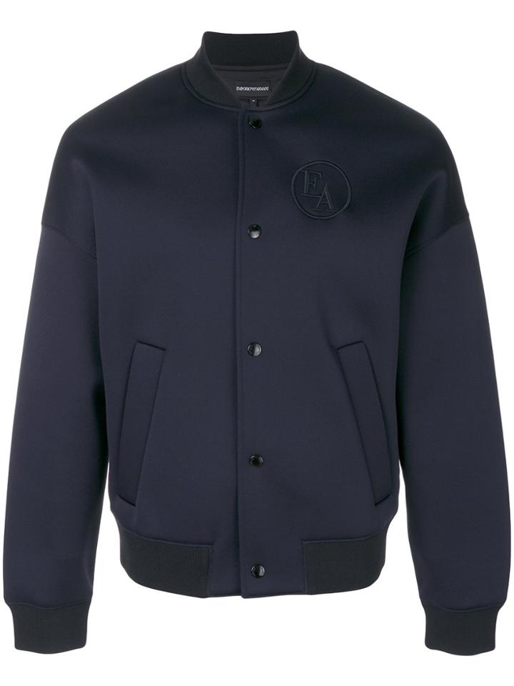 Emporio Armani Embroidered Logo Bomber Jacket - Blue