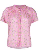 Ultràchic Patterned Ruffle Blouse, Women's, Size: 40, Pink/purple, Cotton