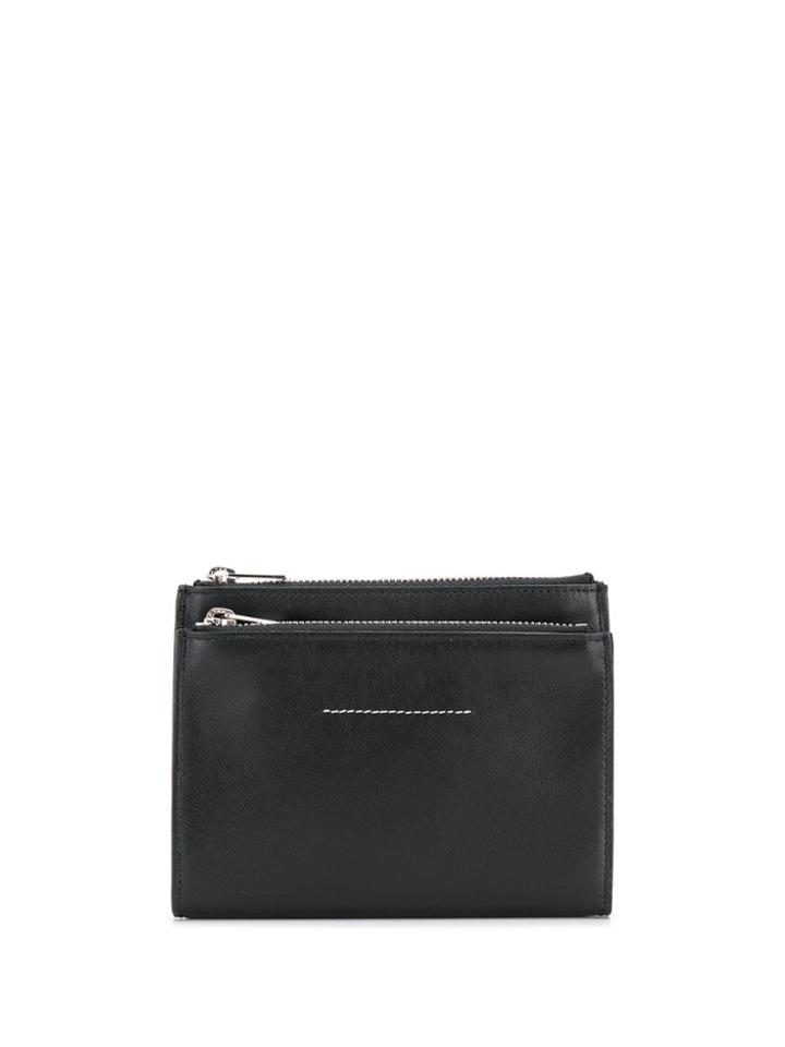 Mm6 Maison Margiela Contrast Stitching Folded Wallet - Black