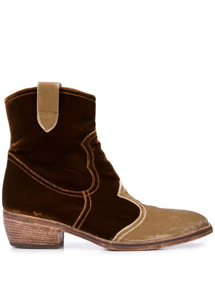 Madison. Maison Velvet Ankle Boots - Brown