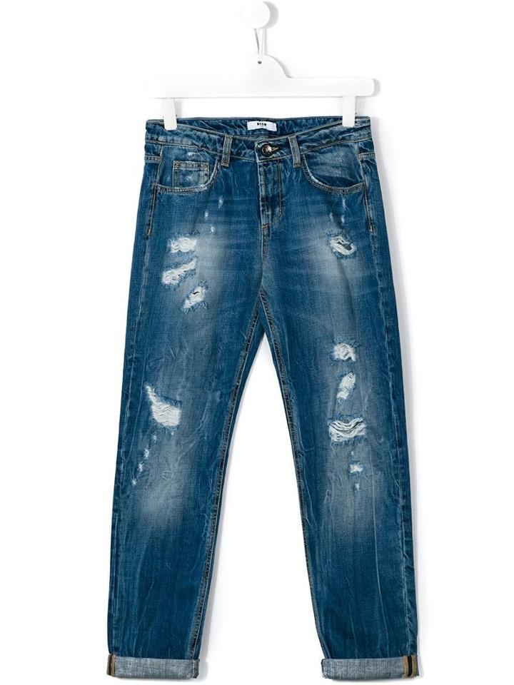 Msgm Kids Ripped Detail Jeans, Boy's, Size: 14 Yrs, Blue