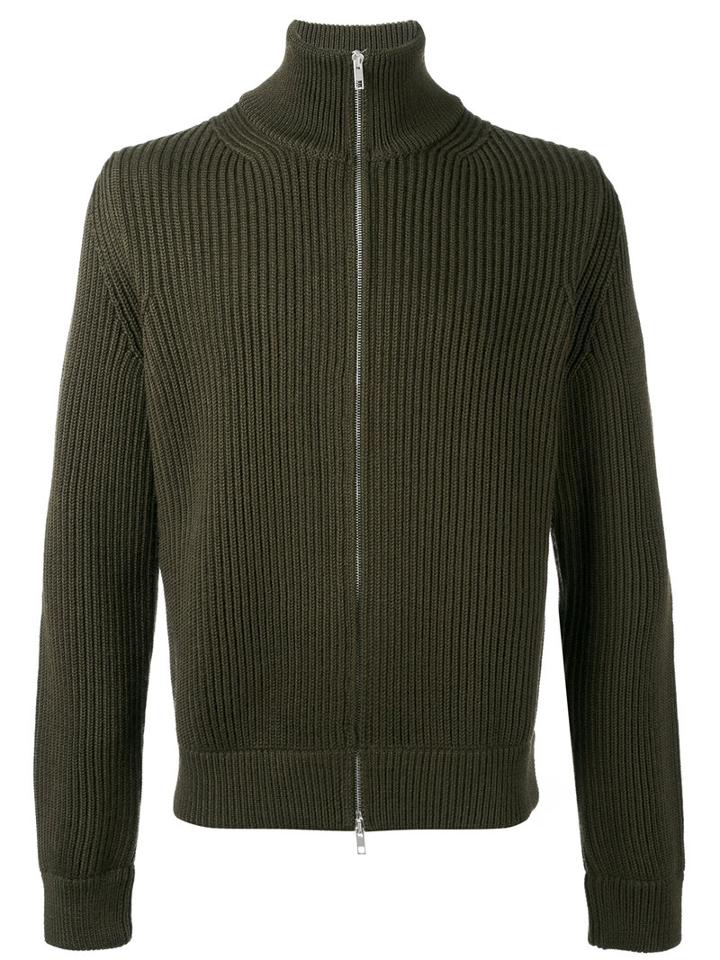 Ribbed Zip-up Cardigan - Men - Wool - L, Green, Wool, Maison Margiela