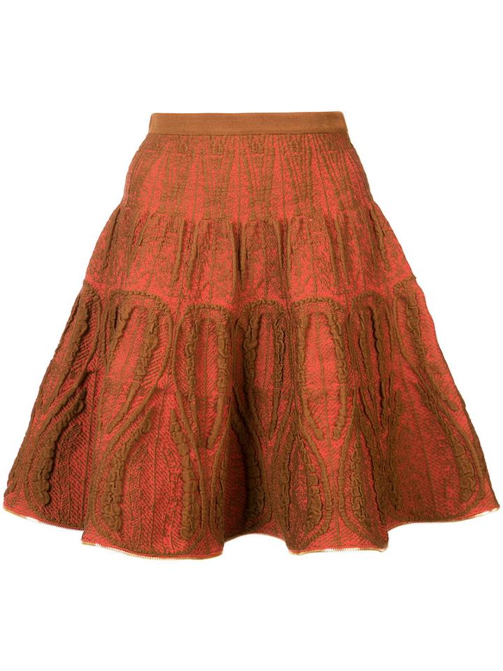 Sophie Theallet - Metallic Trim Knit Skirt - Women - Silk/polyamide/polyester - S, Yellow/orange, Silk/polyamide/polyester