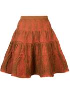 Sophie Theallet - Metallic Trim Knit Skirt - Women - Silk/polyamide/polyester - S, Yellow/orange, Silk/polyamide/polyester