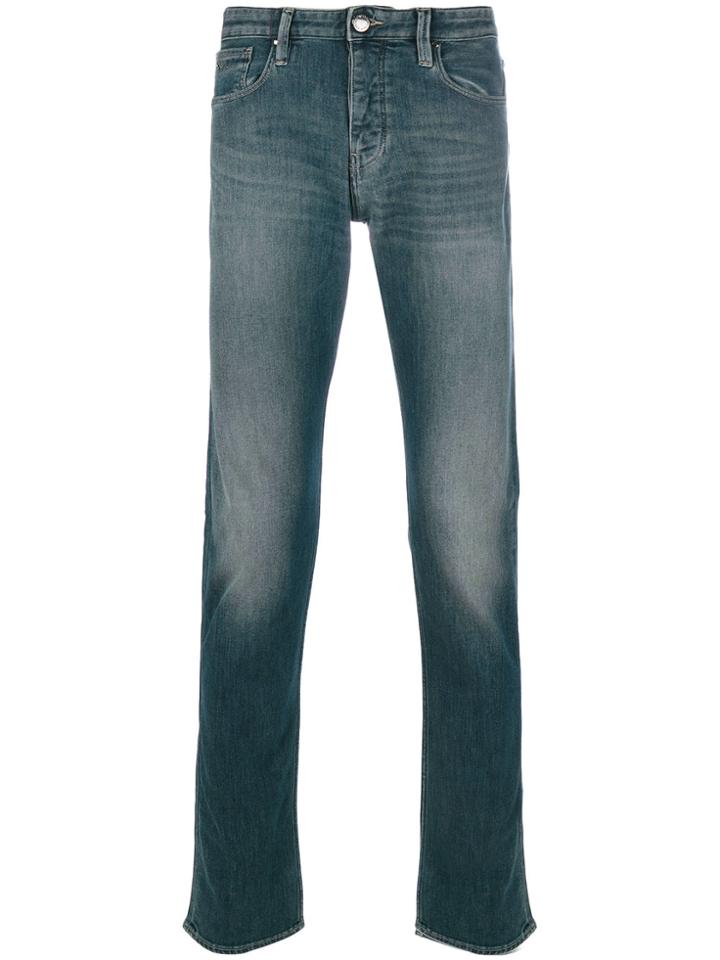 Emporio Armani Faded Effect Jeans - Blue