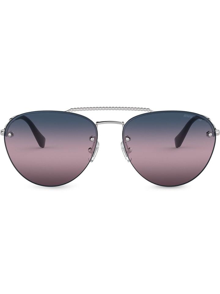 Miu Miu Eyewear Aviator Frame Sunglasses - Black