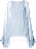 Chloé Billowing Sleeve Blouse, Women's, Size: 40, Blue, Silk