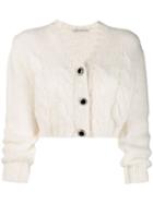 Alessandra Rich Cropped Knit Cardigan - White