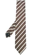 Ermenegildo Zegna Striped Silk Tie - Brown