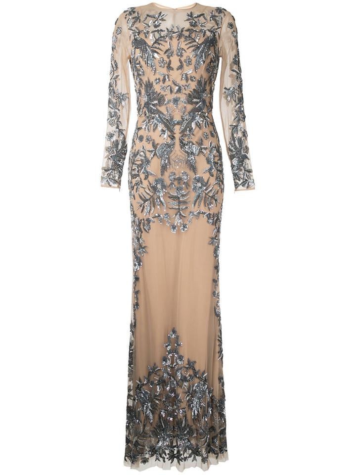 Zuhair Murad - Embellished Nude Effect Gown - Women - Silk/polyamide - 42, Beige, Silk/polyamide