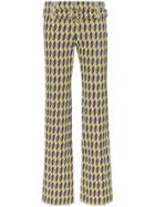 Prada High Waist Geometric Print Belted Trousers - Green