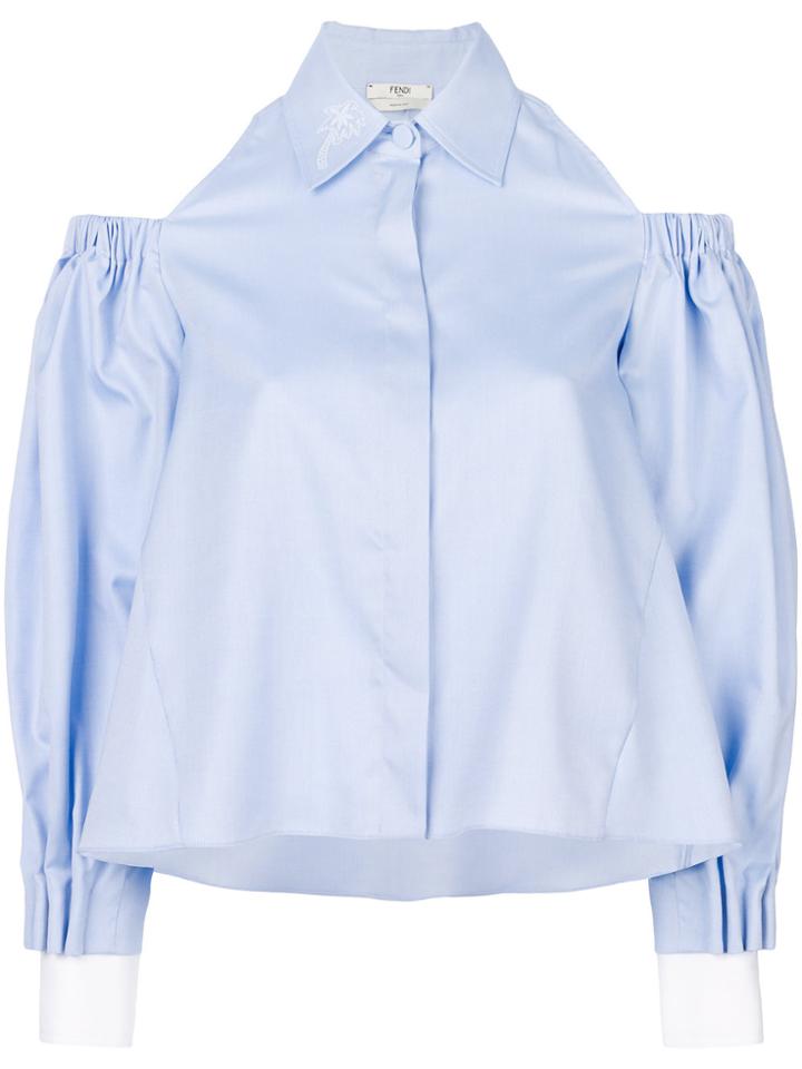 Fendi Cold-shoulder Cropped Shirt - Blue