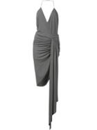Alexandre Vauthier Halterneck Ruched Asymmetric Dress, Women's, Size: 36, Green, Viscose/spandex/elastane