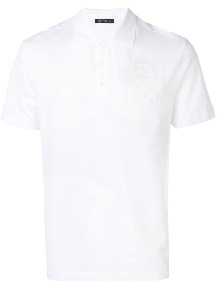 Versace Embroidered Crest Polo Shirt - White