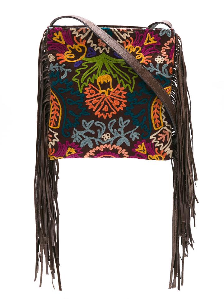 Xaa - Embroidered Shoulder Bag - Women - Cotton/leather - One Size, Brown, Cotton/leather