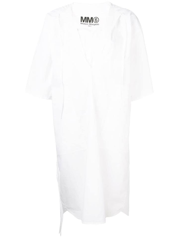 Mm6 Maison Margiela Hooded Shirt Dress - White
