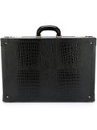 Family Affair Crocodile Effect Sunglasses Briefcase, Adult Unisex, Black, Wood/calf Leather