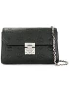 Mcm Logo Embossed Shoulder Bag - Black