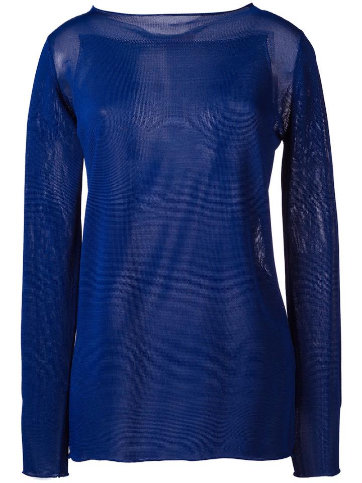 Cruciani Sheer Boat-neck Sweater, Women's, Size: 44, Blue, Viscose