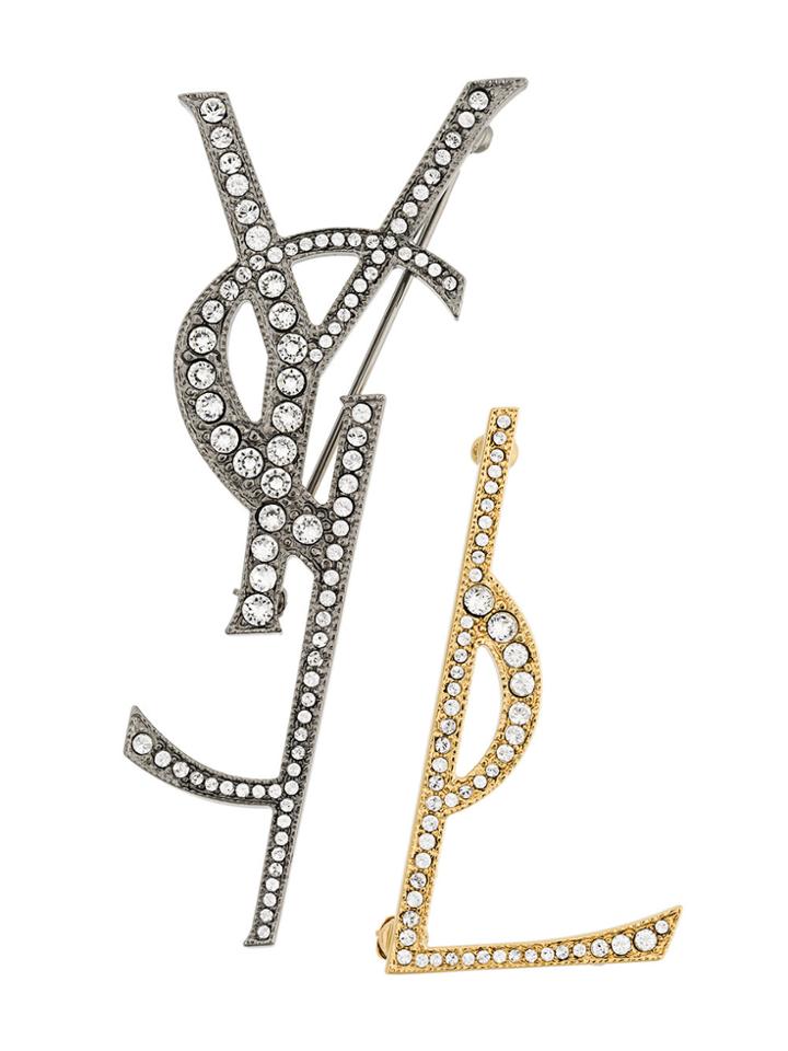 Saint Laurent Monogram Deconstructed Brooch - Metallic