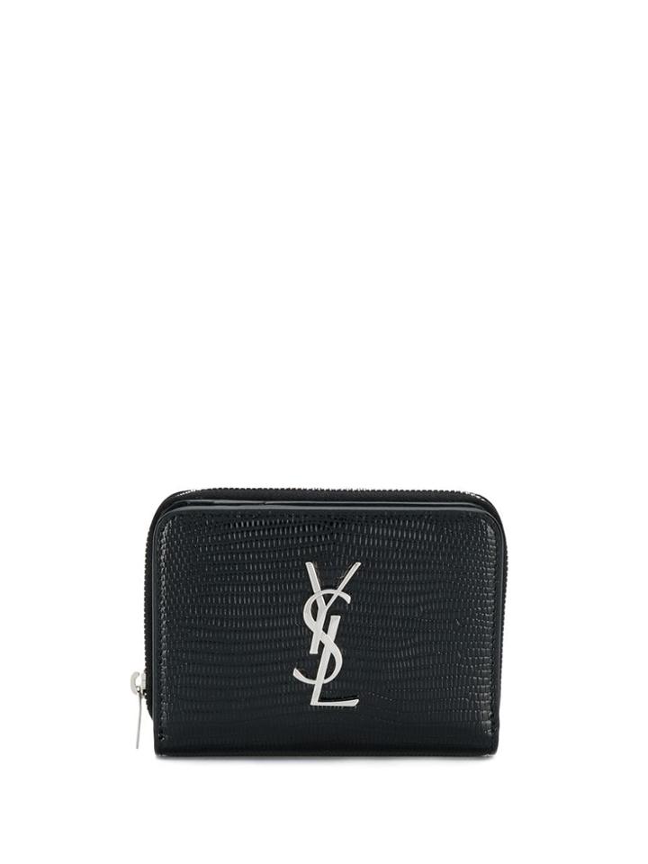 Saint Laurent Reptile-embossed Compact Wallet - Black