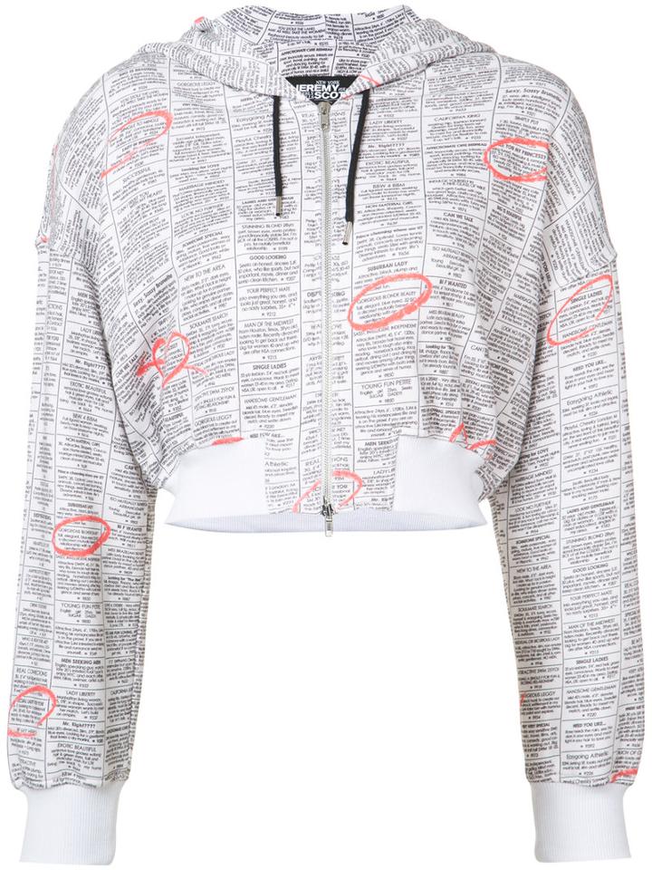 Jeremy Scott - Zip Up Printed Hoodie - Women - Cotton - 40, Women's, White, Cotton