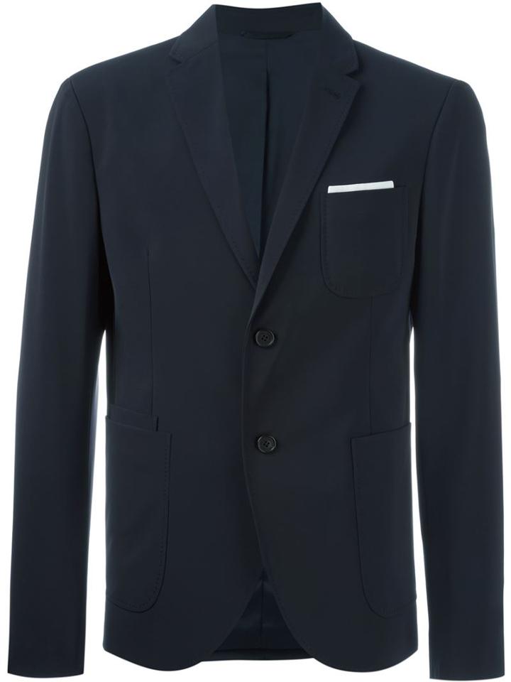 Neil Barrett Classic Casual Blazer, Men's, Size: 52, Blue, Polyester/spandex/elastane/viscose