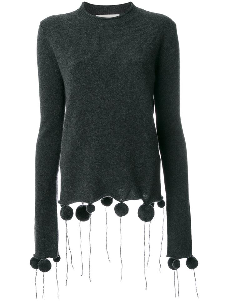 Ports 1961 Pompom Detail Knitted Top - Grey