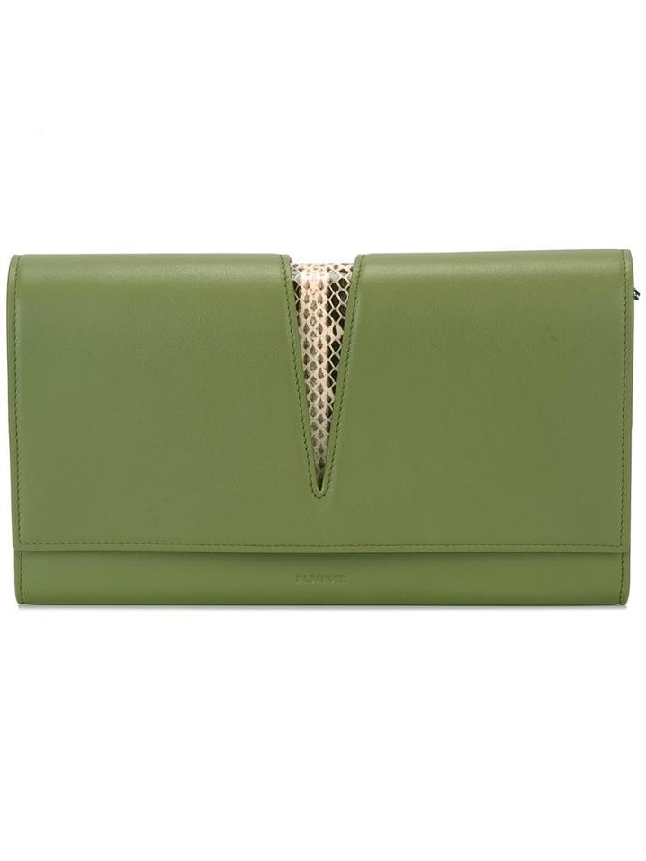 Jil Sander Snakeskin Detail Clutch, Women's, Green