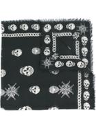 Alexander Mcqueen 'medallion Skull' Scarf - Black