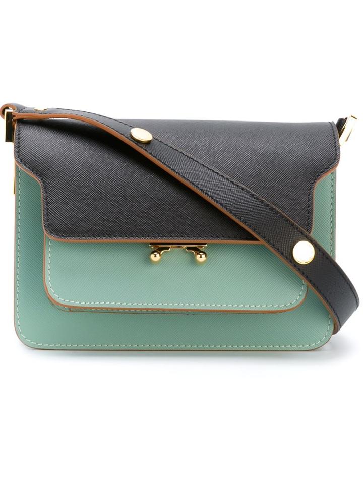 Marni Metal Trunk Shoulder Bag, Women's, Green, Calf Leather