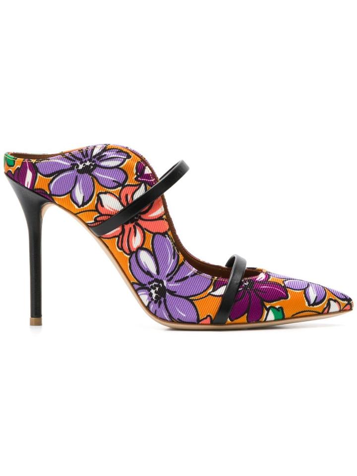 Malone Souliers Maureen Floral-print Faille Mules - Orange