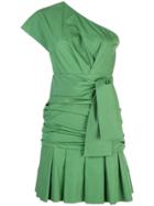 Derek Lam 10 Crosby One-shoulder Gathered Dress With Pleated Hem -