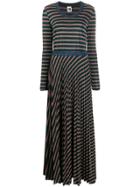 M Missoni Metallic Effect Striped Knitted Dress - Green