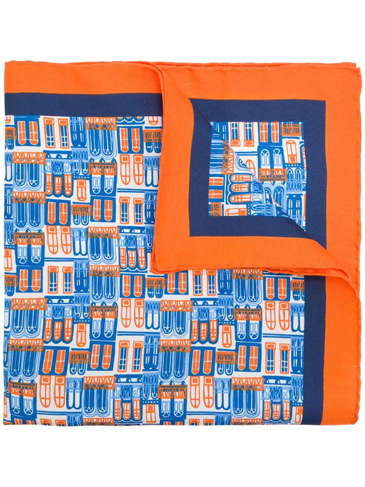 Kiton Windows Print Scarf - Yellow & Orange