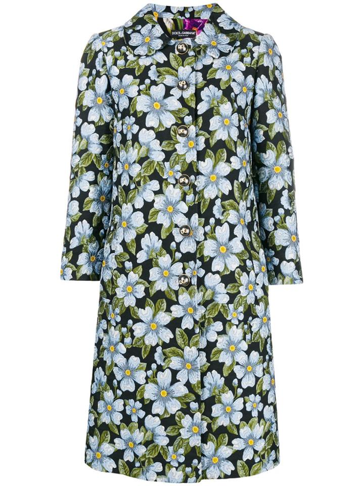 Dolce & Gabbana Floral Print Coat - Blue