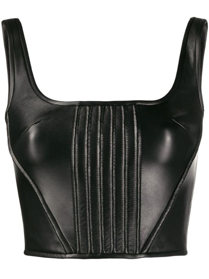 David Koma Ribbed Cropped Top - Black