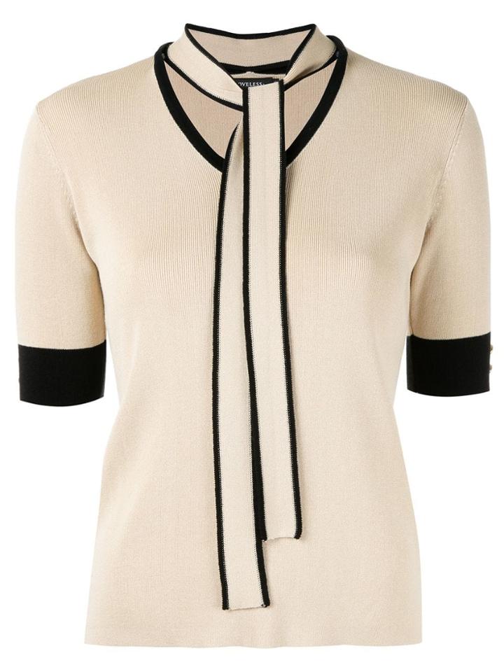 Loveless Contrast Short-sleeve Sweater - Do Not Use - Beige