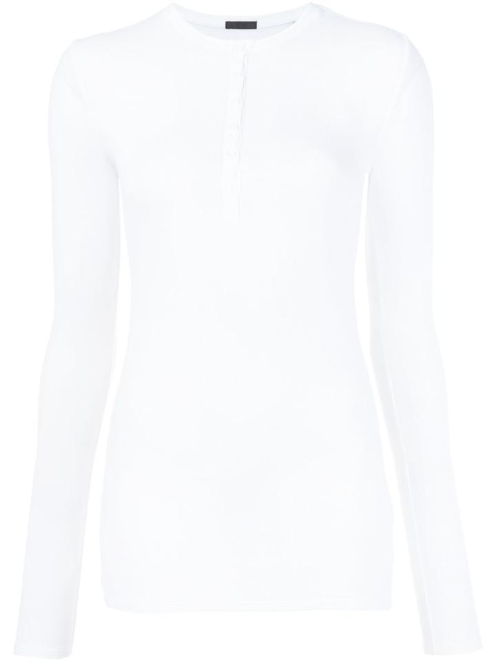 Atm Anthony Thomas Melillo Ribbed Henley Top, Women's, Size: Medium, White, Spandex/elastane/modal